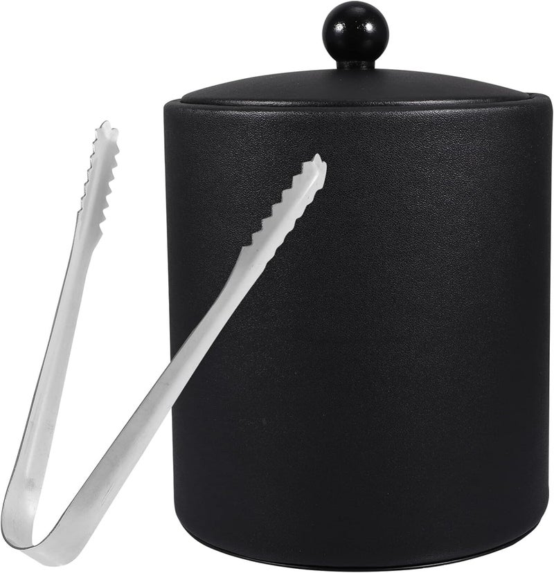 DOITOOL Ice Bucket with Lid, Tongs and Strainer, Stainless Steel Insulated Ice Bucket for Cocktail Bar, Ideal for Cocktail Bar, Parties, Chilling Wine, 5.5 x 5.5 x 7.3 inches (Black) - Image 1